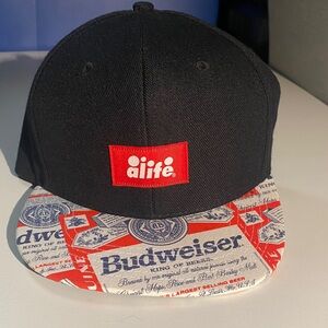 Alife Black Cap with Red Logo and Budweiser Brim Men’s SnapBack Hat Cap